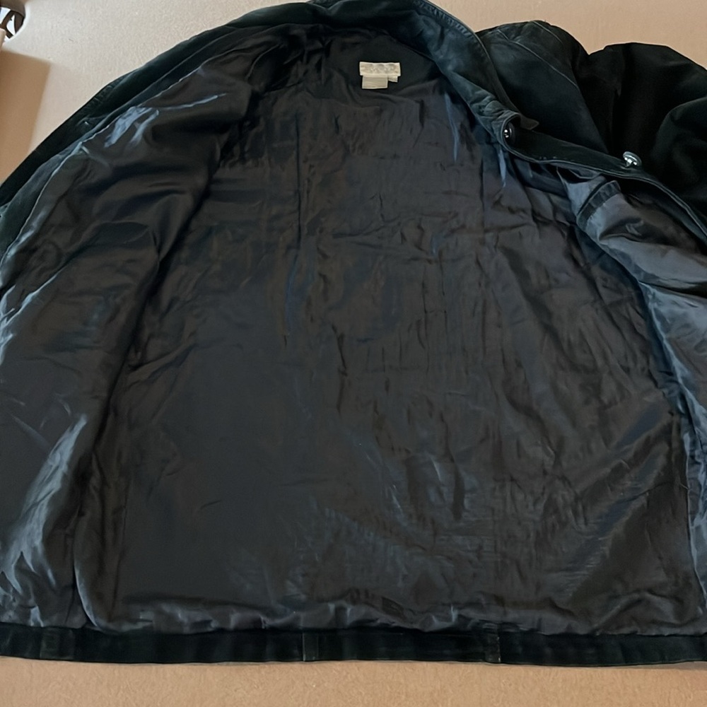 SILVERLEAF Women’s Black Suede Leather Long Jacket- Large - Picture 10 of 12